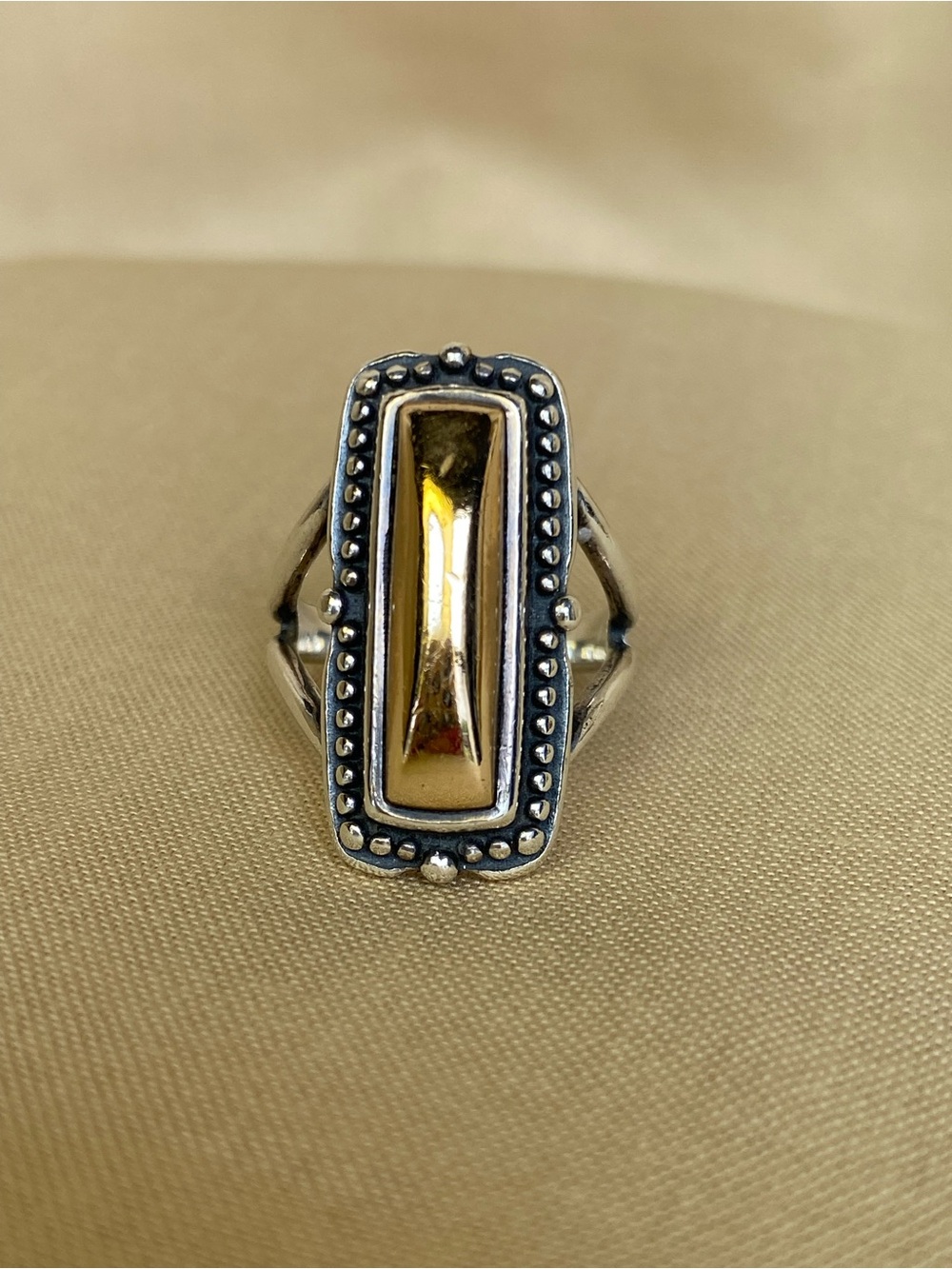 Retired James Avery Heirloom bronze and sterling silver ring